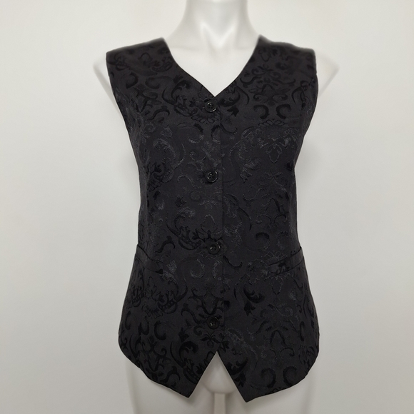 Grace Karin NEW Black Jacquard Steampunk Preppy Victorian Vest Size L - Picture 2 of 14